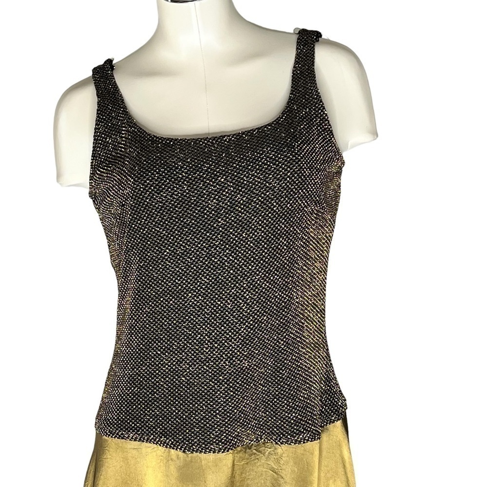 JS COLLECTIONS Metallic Gold Sleeveless Maxi Dress Evening Gown Size 12 - Picture 5 of 16
